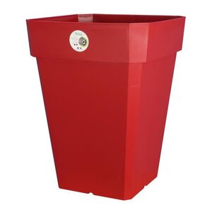 RIVIERA Pot de fleurs carré Soleilla en plastique - 49 x 49 x H 50 cm - 65 L - Rouge