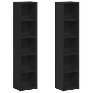 vidaXL Armoires à CD 2 Pièces Noir 21x16x93 5 cm Aggloméré