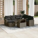 vidaXL Salon de jardin 8 Pièces avec coussins gris résine tressée