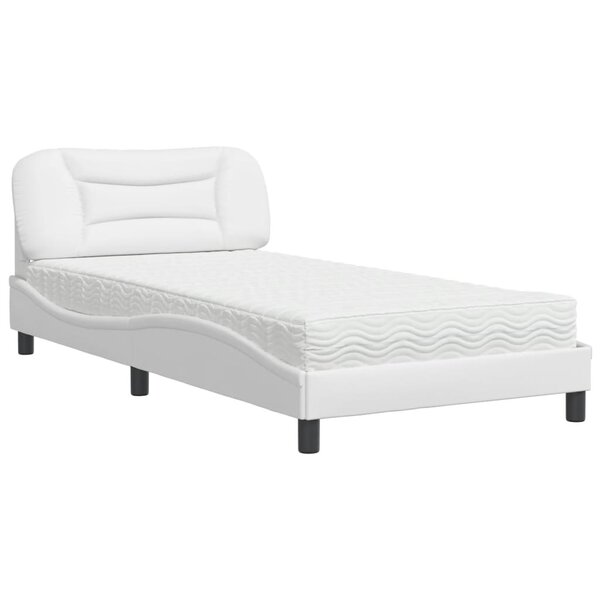 vidaXL Lit avec matelas blanc 100x200 cm similicuir