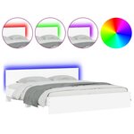 vidaXL Cadre de lit avec tête de lit et LED blanc 200x200 cm