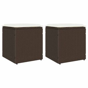vidaXL Tabourets jardin avec coussins lot de 2 marron résine tressée