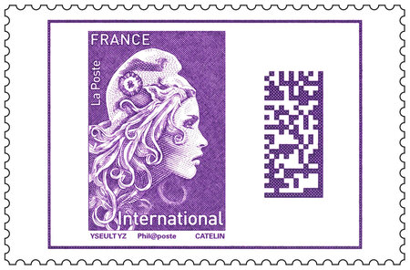 Timbre Marianne l'engagée - Lettre internationale - Violet - La Poste