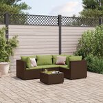 vidaXL Salon de jardin 5 Pièces avec coussins Marron Résine tressée