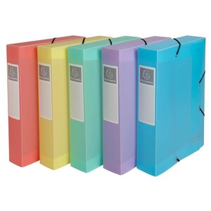 Boite De Classement Exabox Dos 60mm Polypropylène 7/10e Chromaline Pastel - A4 - Couleurs Assorties - X 8 - Exacompta