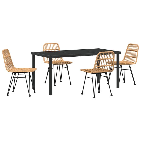 vidaXL Set de salle à manger de jardin 5 pièces Brun rotin poly