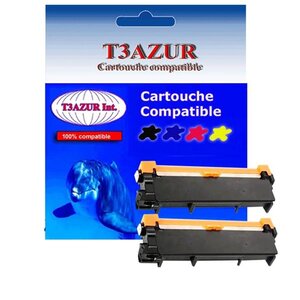 2 Toners compatibles avec TN2320 pour Brother HL L2300D, HL L2340DW - 2 600 pages - T3AZUR