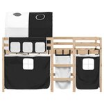 vidaXL Lit mezzanine enfants et tunnel blanc/noir 90x190 cm pin massif