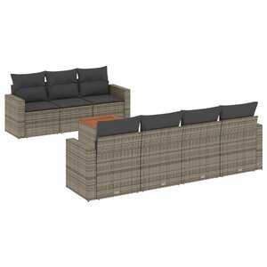 vidaXL Salon de jardin 8 Pièces avec coussins gris résine tressée