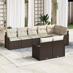 Set de Canapé de Jardin 8 Pièces avec Coussins Marron Rotin Poly