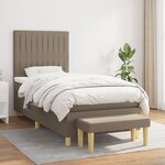 vidaXL Sommier à lattes de lit avec matelas Taupe 90x190 cm Tissu
