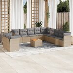 vidaXL Salon de jardin et coussins 12 Pièces mélange beige résine tressée