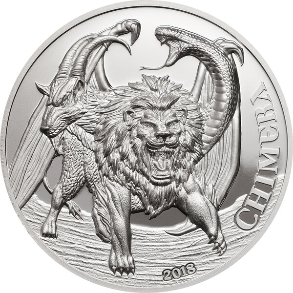 Pièce de monnaie en Argent 1500 Shillings g 62.2 (2 oz) Millésime 2018 Mythological Animals CHIMERA