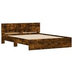 vidaXL Cadre de lit avec tête de lit et LED chêne fumé 160x200 cm