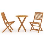 vidaXL Ensemble à manger de jardin pliable 3 Pièces Bois d'acacia solide