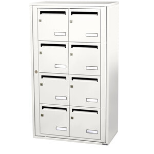 Bloc collectif leabox.com 2x4 grade 3 simple face Intérieur fixation murale Blanc pur RAL 9010 finition brillante