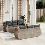 vidaXL Salon de jardin avec coussins 7 Pièces gris résine tressée