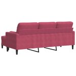 vidaXL Canapé à 3 places et repose-pieds Rouge bordeaux 180 cm Velours