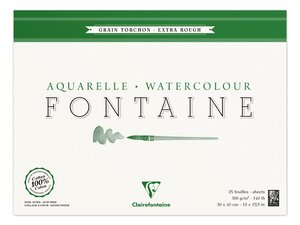 Bloc Fontaine 25F torchon 30x40 300g encollé 4 côtés CLAIREFONTAINE