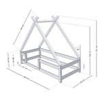 Lit cabane enfant TAHUKA 90 x 180 gris clair