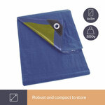 Perel Bâche  résistant  22 œillets  angles renforcés  rectangulaire  bleu/vert  110 g/m²  5 x 6 m
