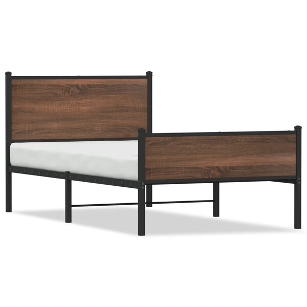 vidaXL Cadre de lit en métal sans matelas chêne marron 100x200 cm