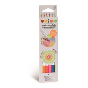 Boîte de 6 crayons de couleur fluo hexagonaux minabella. Ø 3 8 mm x 12 primo