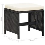 vidaXL Tabourets de jardin avec coussins lot de 4 noir résine tressée