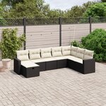 vidaXL Salon de jardin 8 Pièces avec coussins noir résine tressée