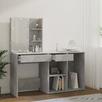 vidaXL Coiffeuse à LED avec armoire Gris béton Bois d'ingénierie