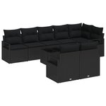Ensemble de canapé de jardin modulable de 9 pièces avec coussins Beige Poly Rattan