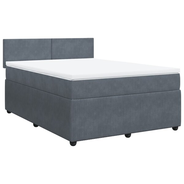 vidaXL Sommier à lattes de lit et matelas Gris foncé 140x200cm Velours
