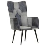 vidaXL Chaise à oreilles Gris Cuir véritable