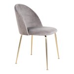 2 chaises de salle à manger en velours gris avec pieds en laiton