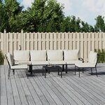 vidaXL Salon de jardin 7 Pièces avec coussins sable acier