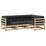 vidaXL Salon de jardin 4 Pièces avec coussins bois de pin massif