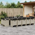 vidaXL Ensemble à manger de jardin et coussins 15 Pièces gris clair rotin