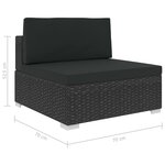 vidaXL Salon de jardin 12 Pièces avec coussins Résine tressée Noir