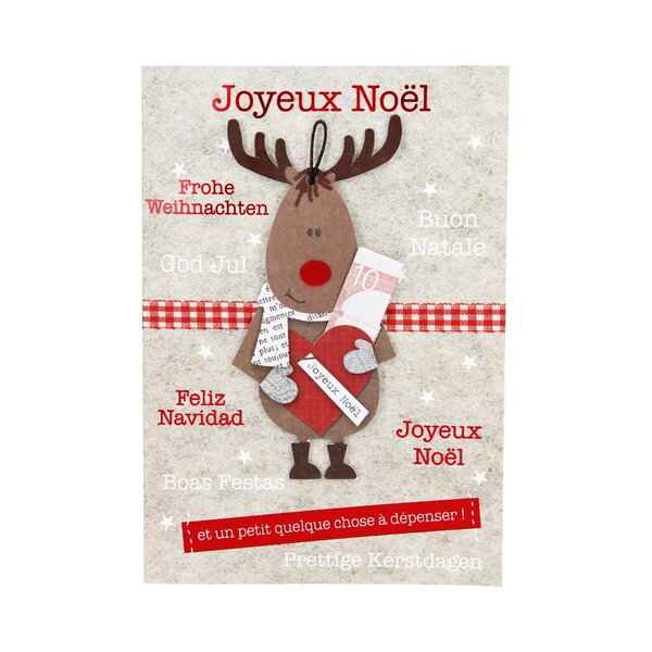 Carte de voeux - a étrennes - joyeux noël cerf un petit quelque chose a dépenser