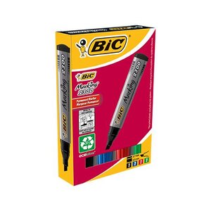 Etui de 4 Marqueurs Permanent MARKING 2300 Pte Biseau Large N/B/R/V BIC