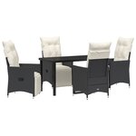 vidaXL Ensemble de mobilier de jardin 5 pièces avec coussins en rattan poly noir