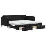 vidaXL Lit de jour avec gigogne et tiroirs noir 90x190 cm tissu