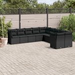 vidaXL Salon de jardin 10 Pièces avec coussins noir résine tressée