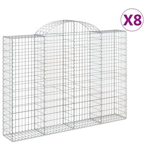 vidaXL Paniers à gabions arqués 8 Pièces 200x30x140/160 cm Fer galvanisé