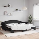 vidaXL Lit de jour avec lit gigogne noir 100x200 cm tissu