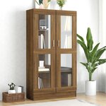 vidaXL Armoire à vitrine Chêne brun 82 5x30 5x150 cm Bois d'ingénierie