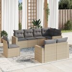 vidaXL Salon de jardin avec coussins 8 Pièces beige résine tressée