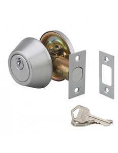 THIRARD - Serrure horizontale tubulaire en applique à bouton pour porte d'entrée axe réglable chromé 3 clés - THIRARD