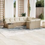 vidaXL Salon de jardin avec coussins 10 Pièces beige résine tressée