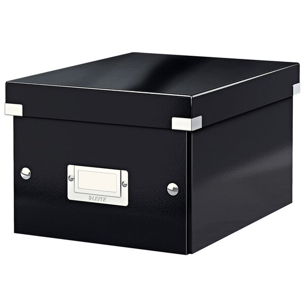 Boîte de rangement Click & Store carton , capacité 7,4 l, pour format A5 (148 x 210 mm), H. 160 mm x l. 21,6 cm x P. 28,2 cm - Noir - Montage facile par bouton pression